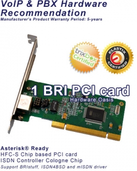 BRI ISDN 1 Port PCI card (Cologne Chip HFC-4S), Asterisk / Elastix / Trixbox Ready
